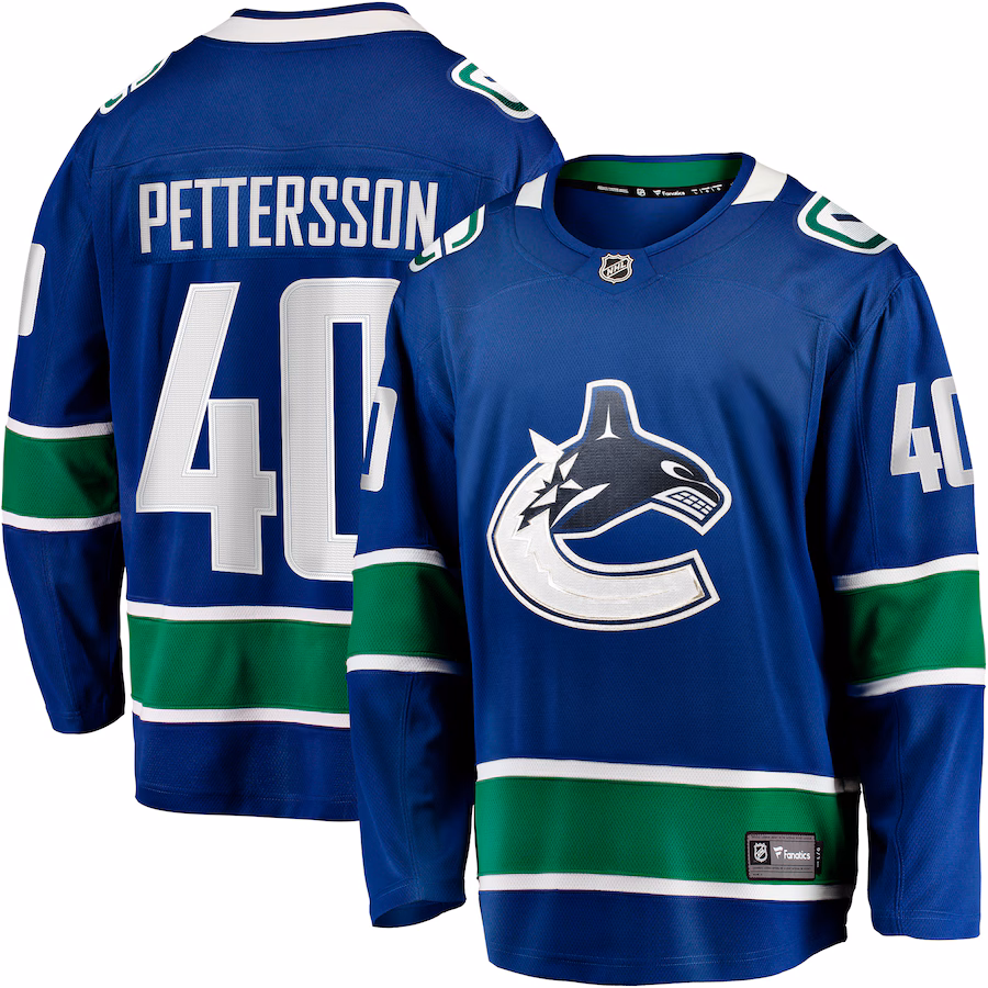 Men's Vancouver Canucks Elias Pettersson Fanatics Blue Home Breakaway Jersey - Puhuasuan