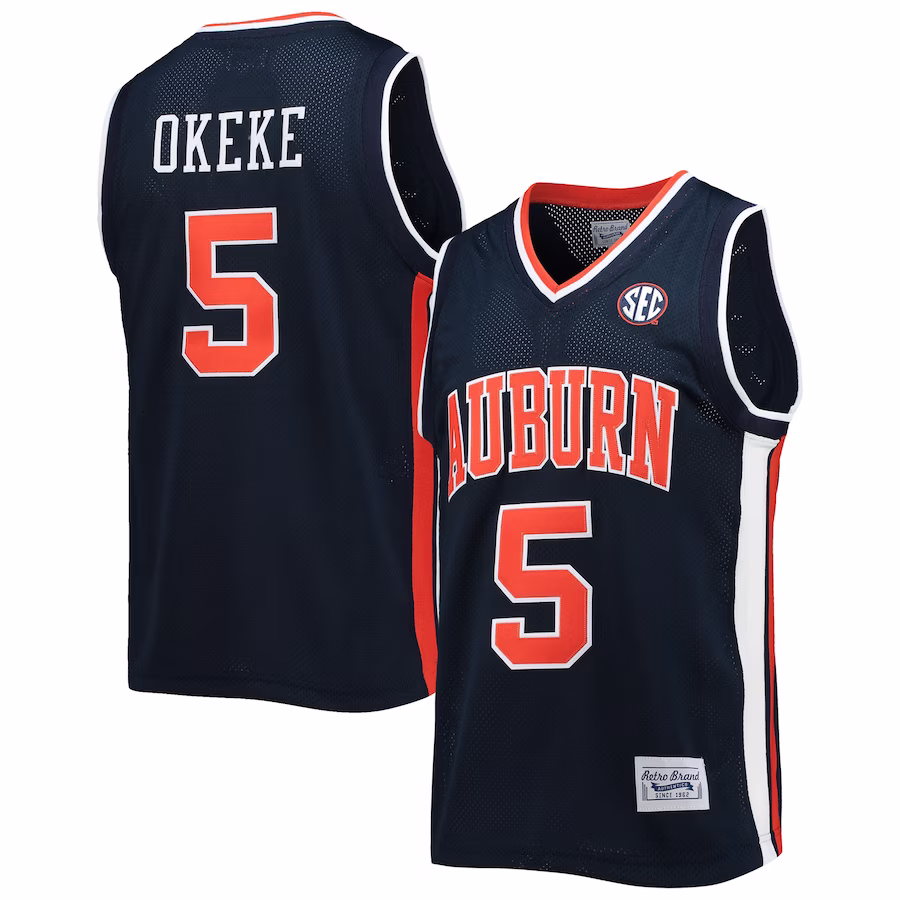 Chuma Okeke Auburn Tigers Original Retro Brand Alumni Commemorative Replica Basketball Jersey - Navy - Puhuasuan