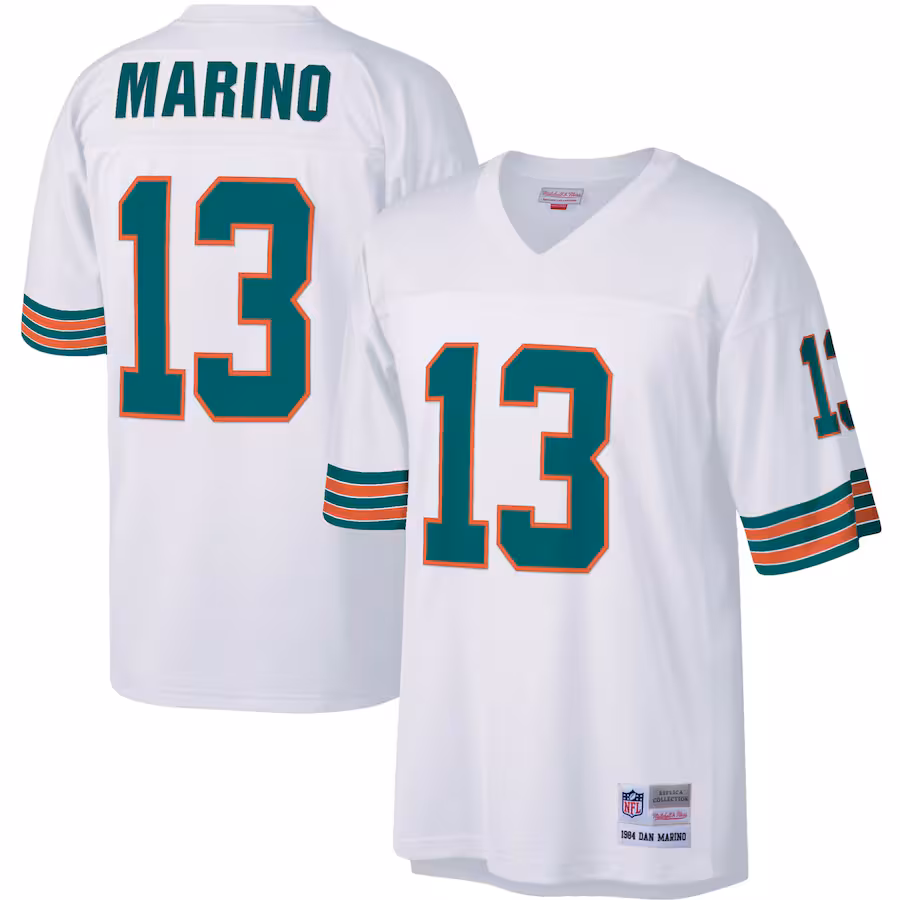 Men's Miami Dolphins Dan Marino Mitchell & Ness White Legacy Replica Jersey - Puhuasuan