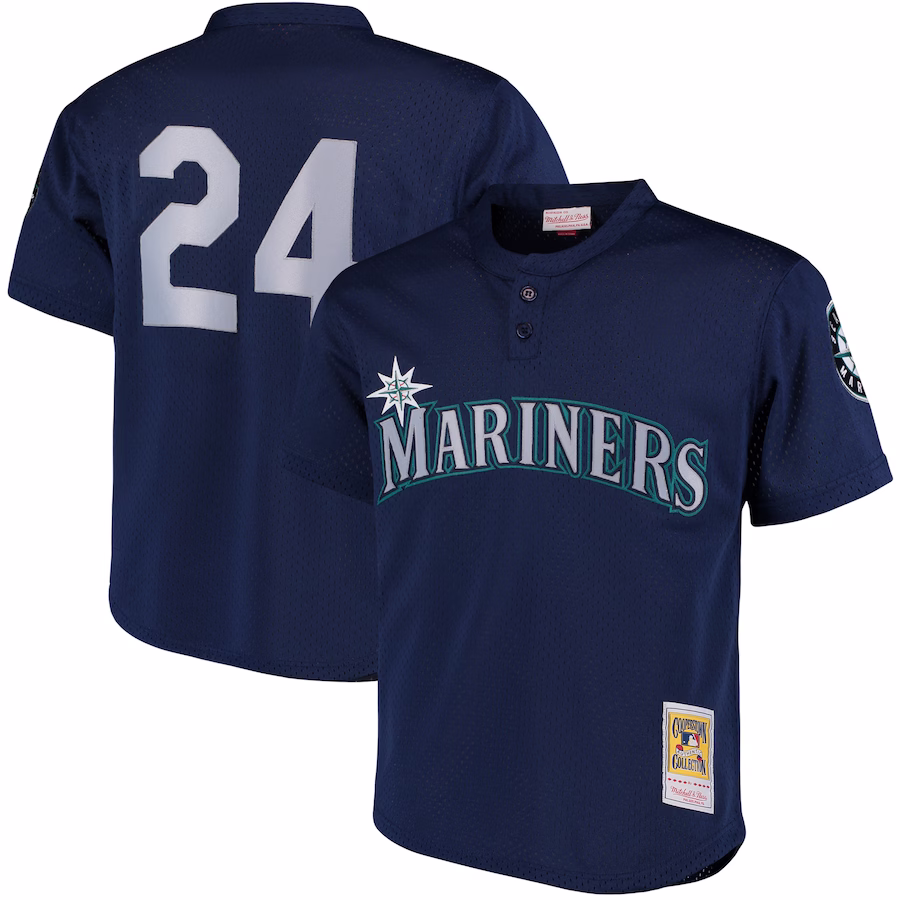 Men's Seattle Mariners Ken Griffey Jr. Mitchell & Ness Navy Cooperstown Collection Mesh Batting Practice Jersey - Puhuasuan