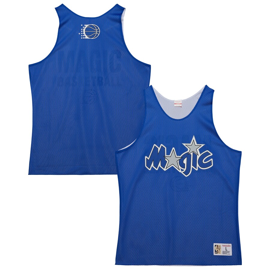 Men's Orlando Magic Mitchell & Ness Blue/White Hardwood Classics Reversible Mesh Practice Jersey - Puhuasuan