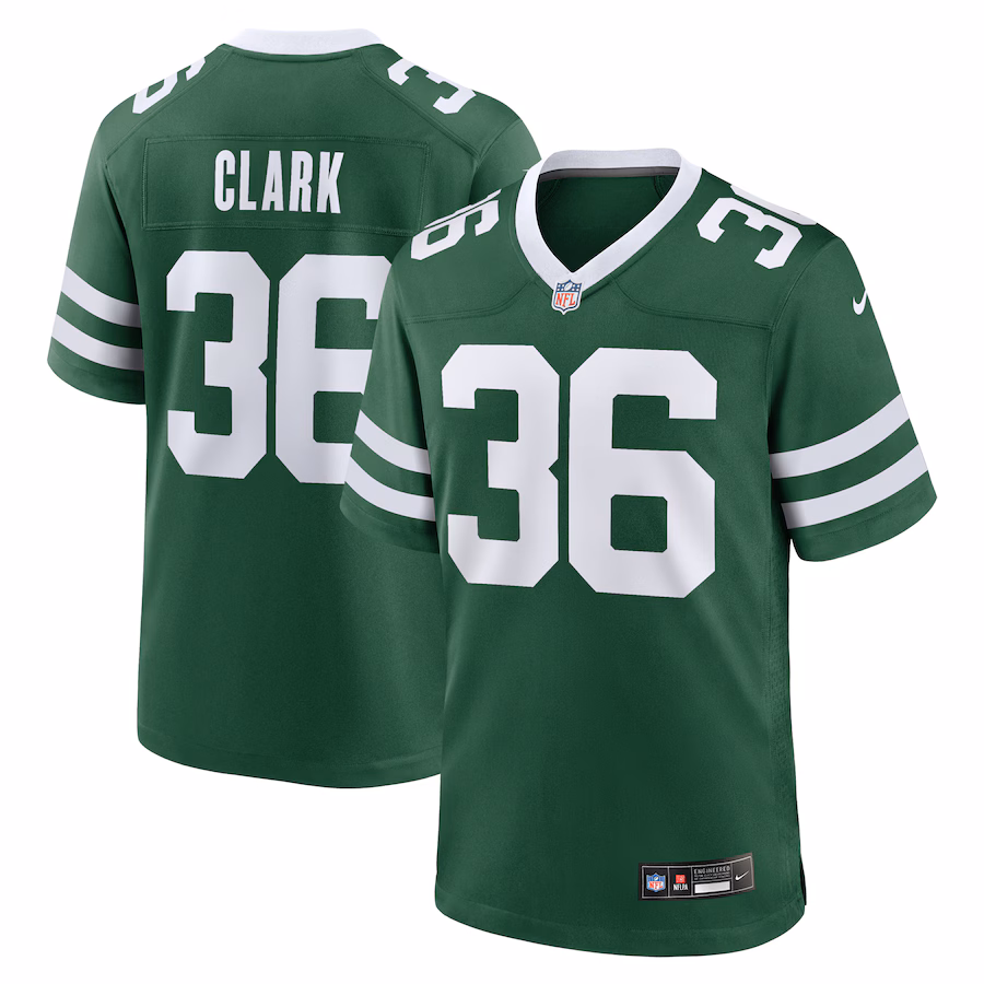 Men's New York Jets Chuck Clark Nike Legacy Green Team Game Jersey - Puhuasuan