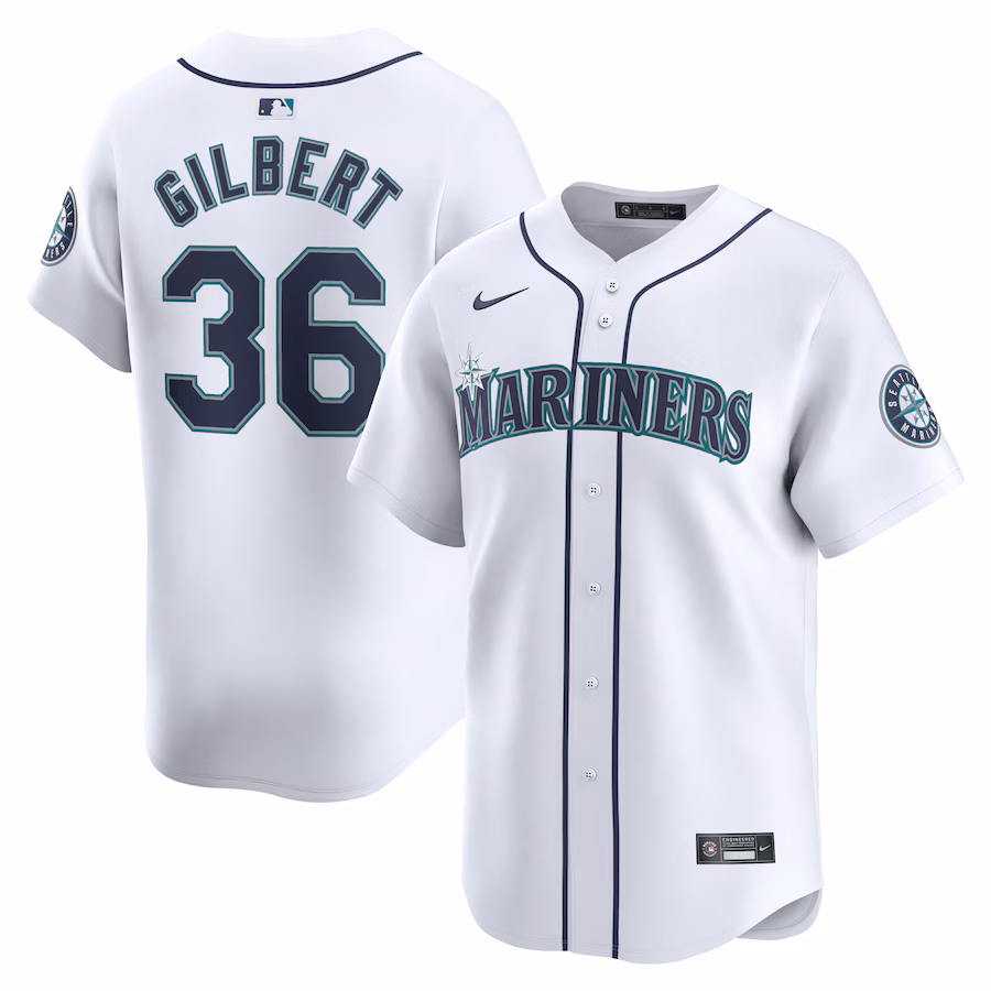 Men's Seattle Mariners Logan Gilbert Nike White Home Limited Player Jersey - Puhuasuan