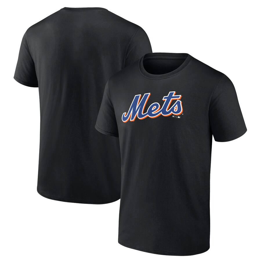 Men's New York Mets Black Official Team Logo T-Shirt - Puhuasuan