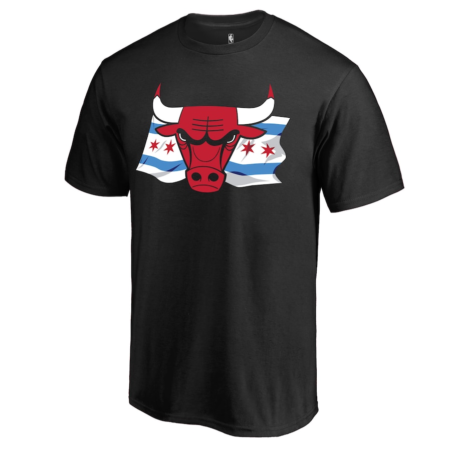 Men's Chicago Bulls Black Hometown Collection Chicago Flag T-Shirt - Puhuasuan