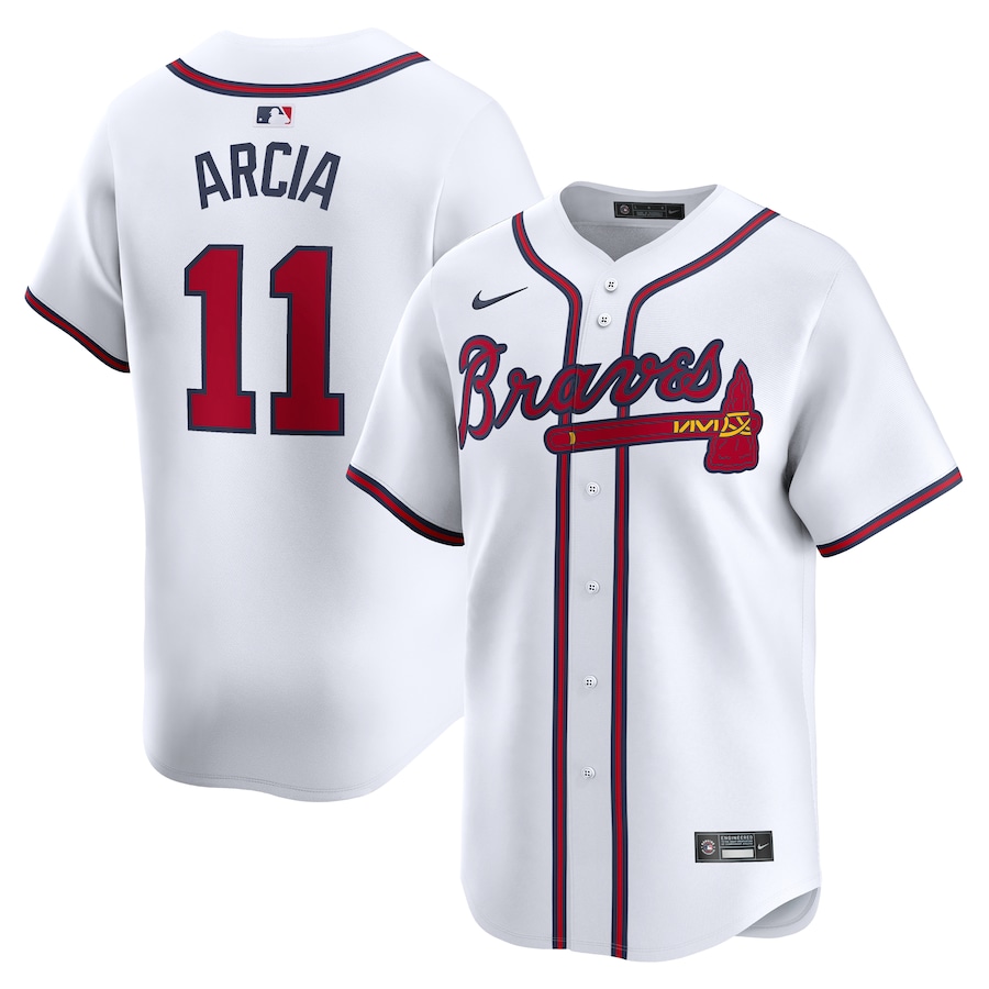 Men's Atlanta Braves Orlando Arcia Nike White Home Limited Player Jersey - Puhuasuan