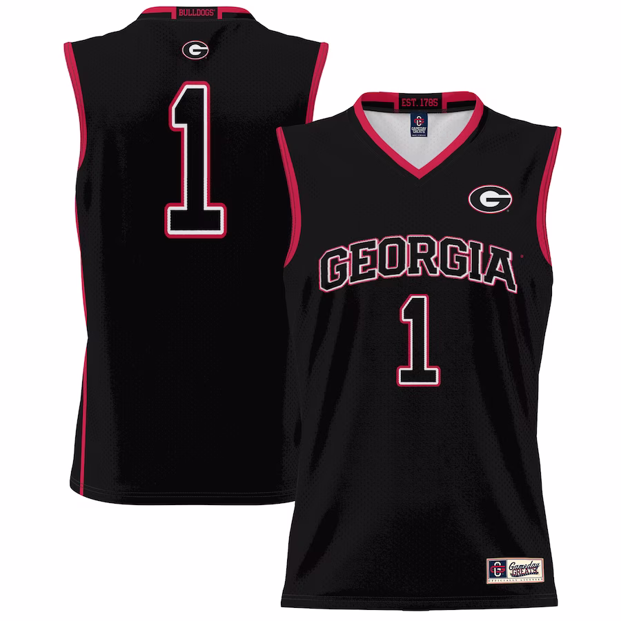 #1 Georgia Bulldogs GameDay Greats Youth Lightweight Basketball Jersey - Black - Puhuasuan