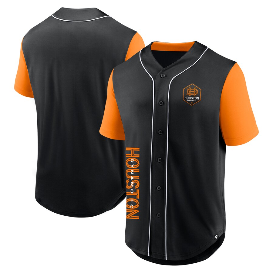 Men's Houston Dynamo FC Fanatics Black Balance Fashion Baseball Jersey - Puhuasuan
