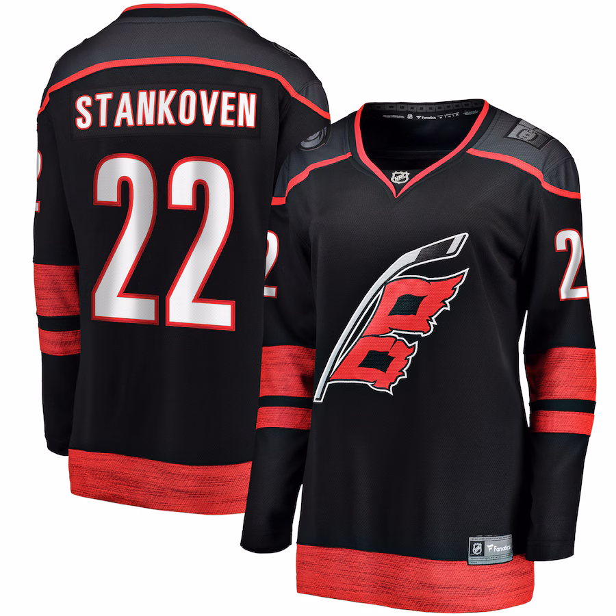 Women's Carolina Hurricanes Logan Stankoven Fanatics Black Home Breakaway Player Jersey - Puhuasuan