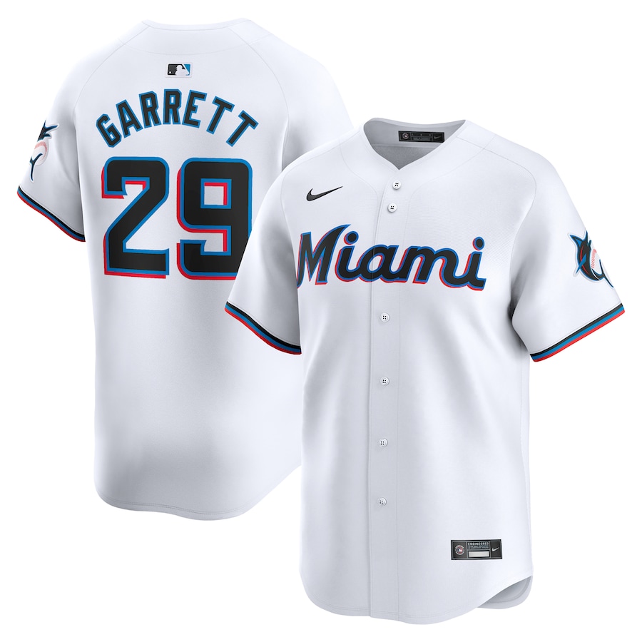 Men's Miami Marlins Braxton Garrett Nike White Home Limited Player Jersey - Puhuasuan