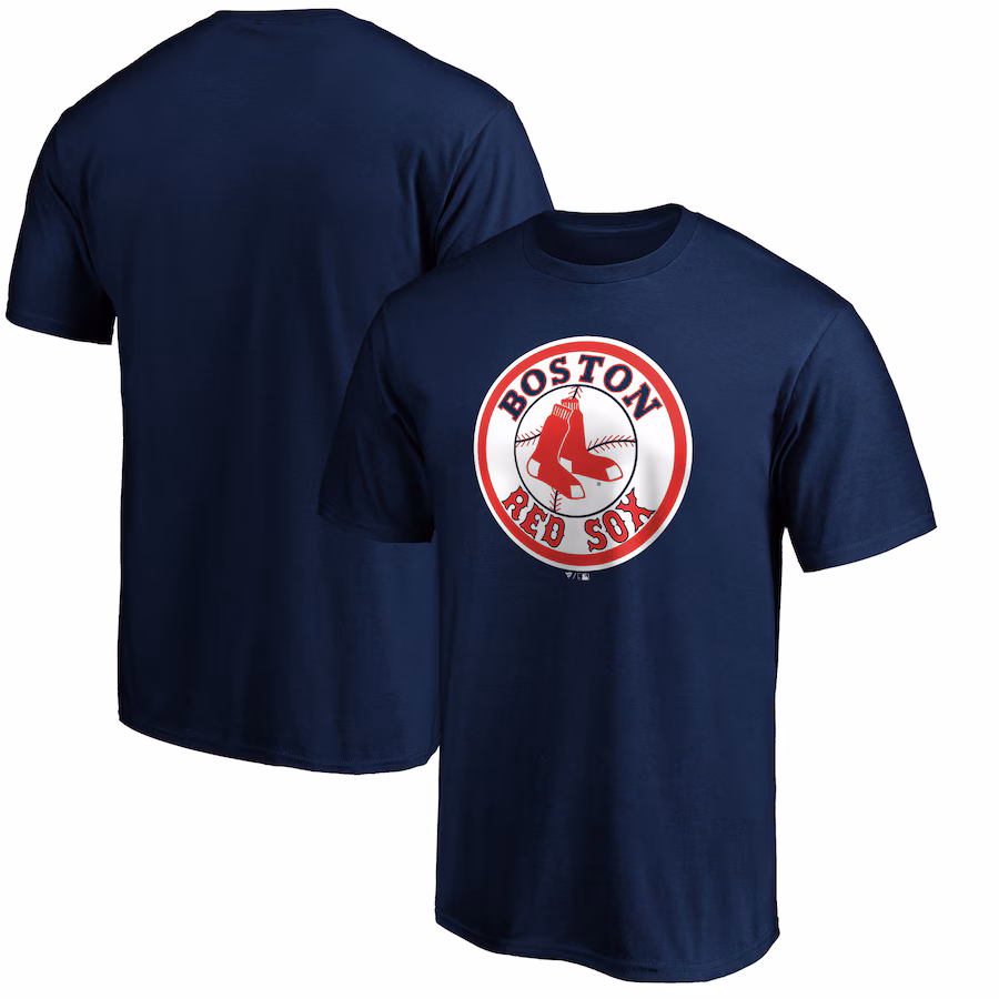 Men's Boston Red Sox Navy Cooperstown Collection Forbes Team Logo T-Shirt - Puhuasuan