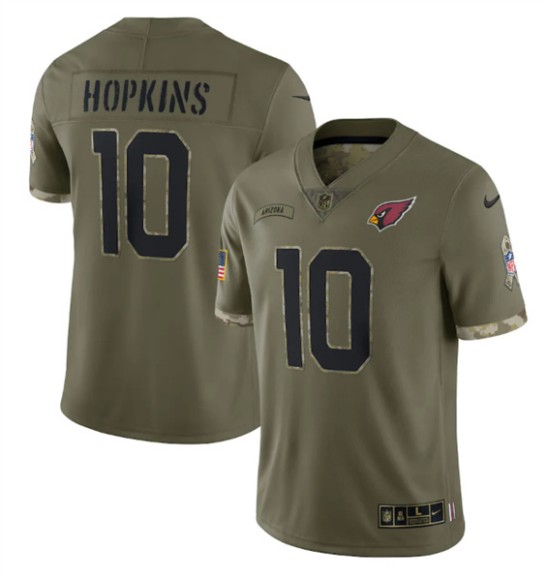 Men's Arizona Cardinals #10 DeAndre Hopkins 2022 Olive Salute To Service Limited Stitched Jersey - Puhuasuan