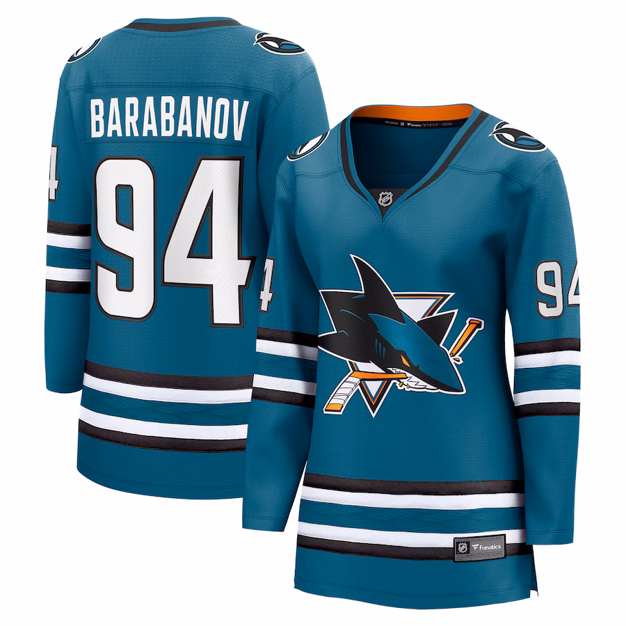 Women's San Jose Sharks Alexander Barabanov Fanatics Teal Home Breakaway Player Jersey - Puhuasuan
