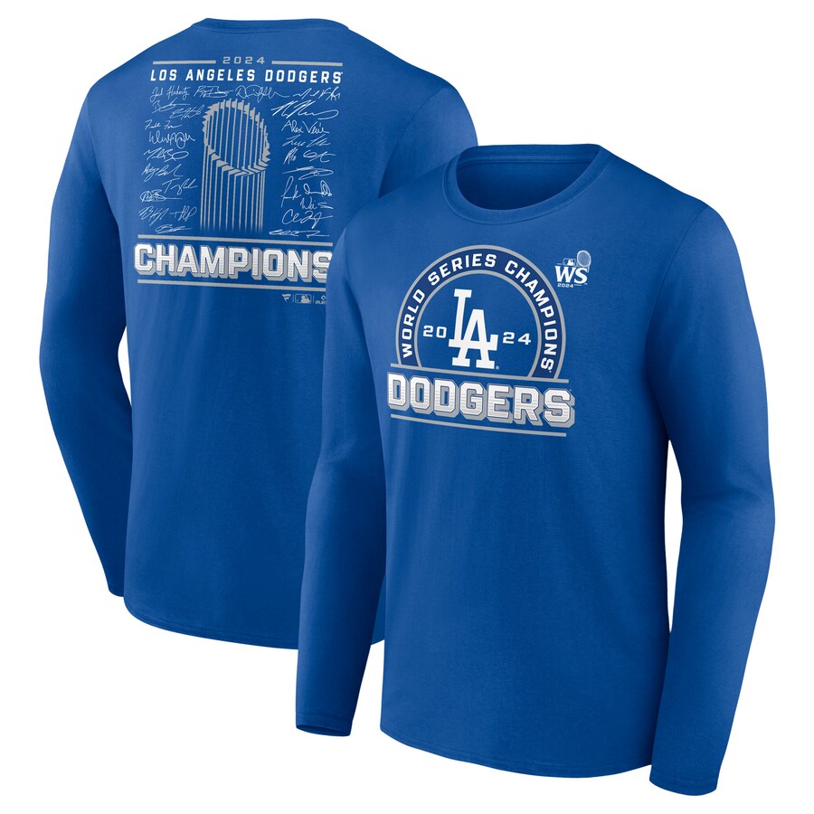 Men's Los Angeles Dodgers Fanatics Royal 2024 World Series Champions Signature Roster Long Sleeve T-Shirt - Puhuasuan