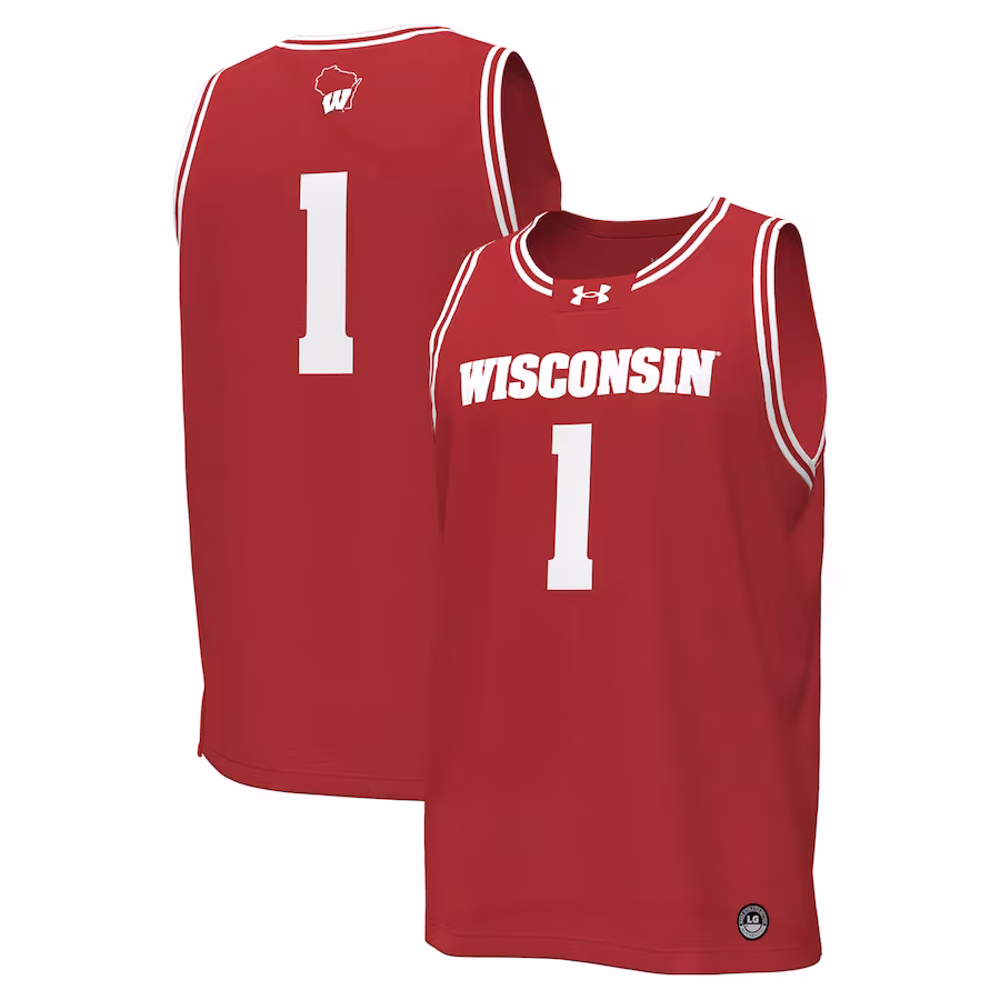 #1 Wisconsin Badgers Under Armour Replica Basketball Jersey - Red - Puhuasuan