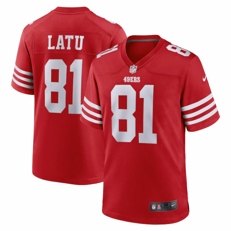 Men's San Francisco 49ers Cameron Latu Nike Scarlet Team Game Jersey - Puhuasuan