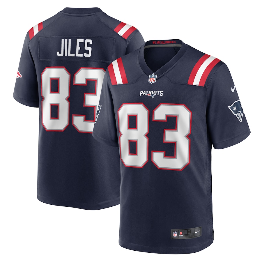 Men's New England Patriots John Jiles Nike Navy Team Game Jersey - Puhuasuan