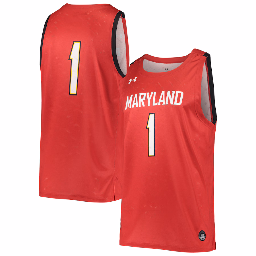 Men's Under Armour #1 Red Maryland Terrapins College Replica Basketball Jersey - Puhuasuan
