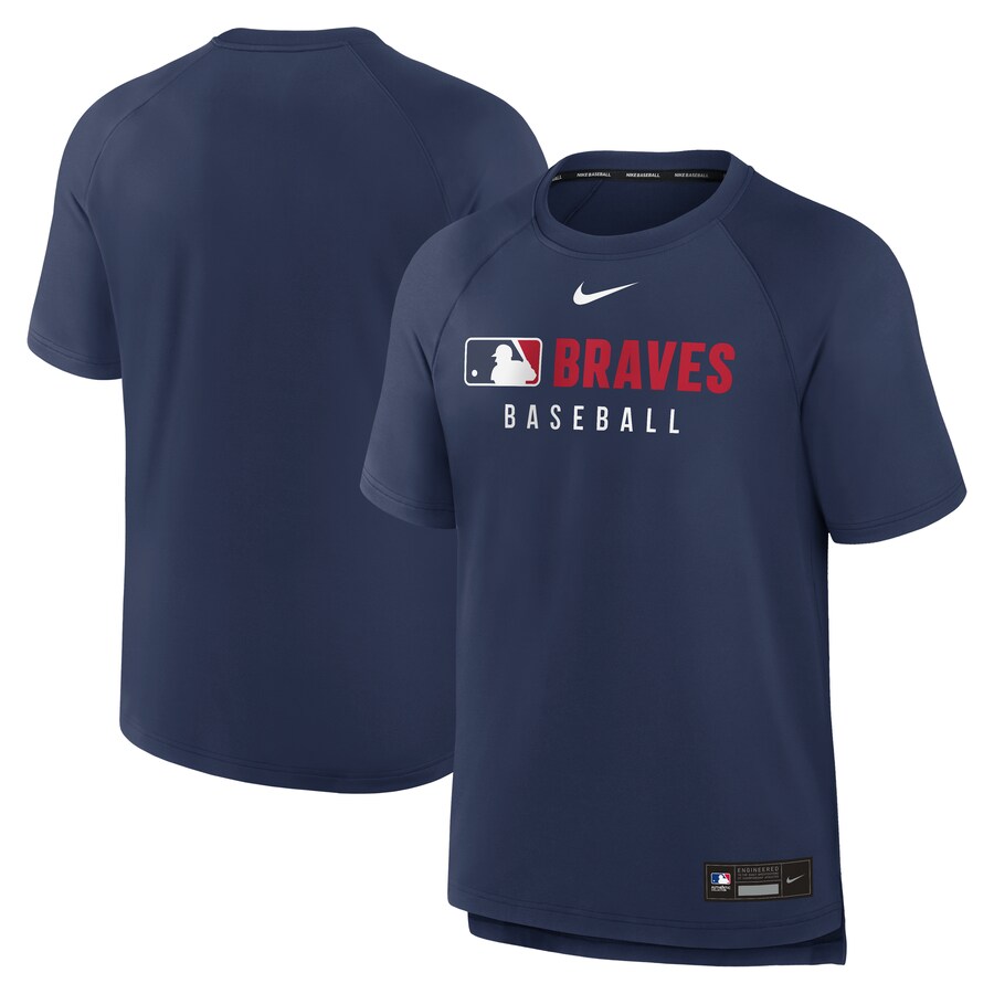 Men's Atlanta Braves Nike Navy Authentic Collection Pregame Raglan Performance T-Shirt - Puhuasuan