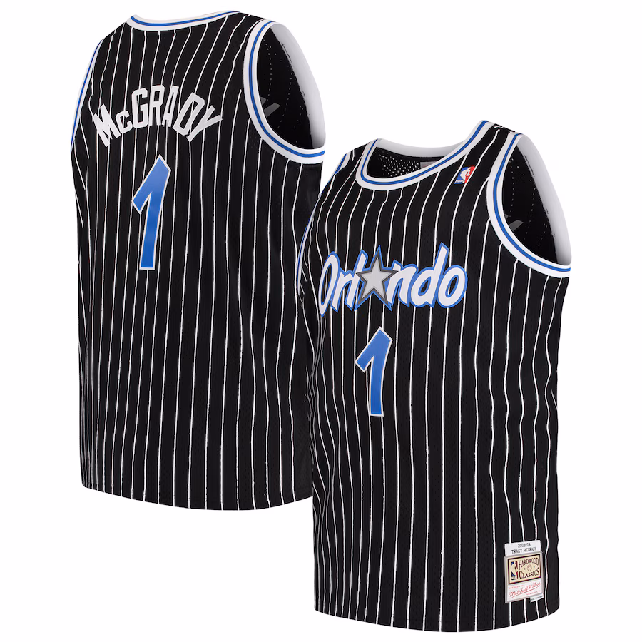 Men's Orlando Magic Tracy McGrady Mitchell & Ness Black 2003/04 Big & Tall Hardwood Classics Swingman Jersey - Puhuasuan