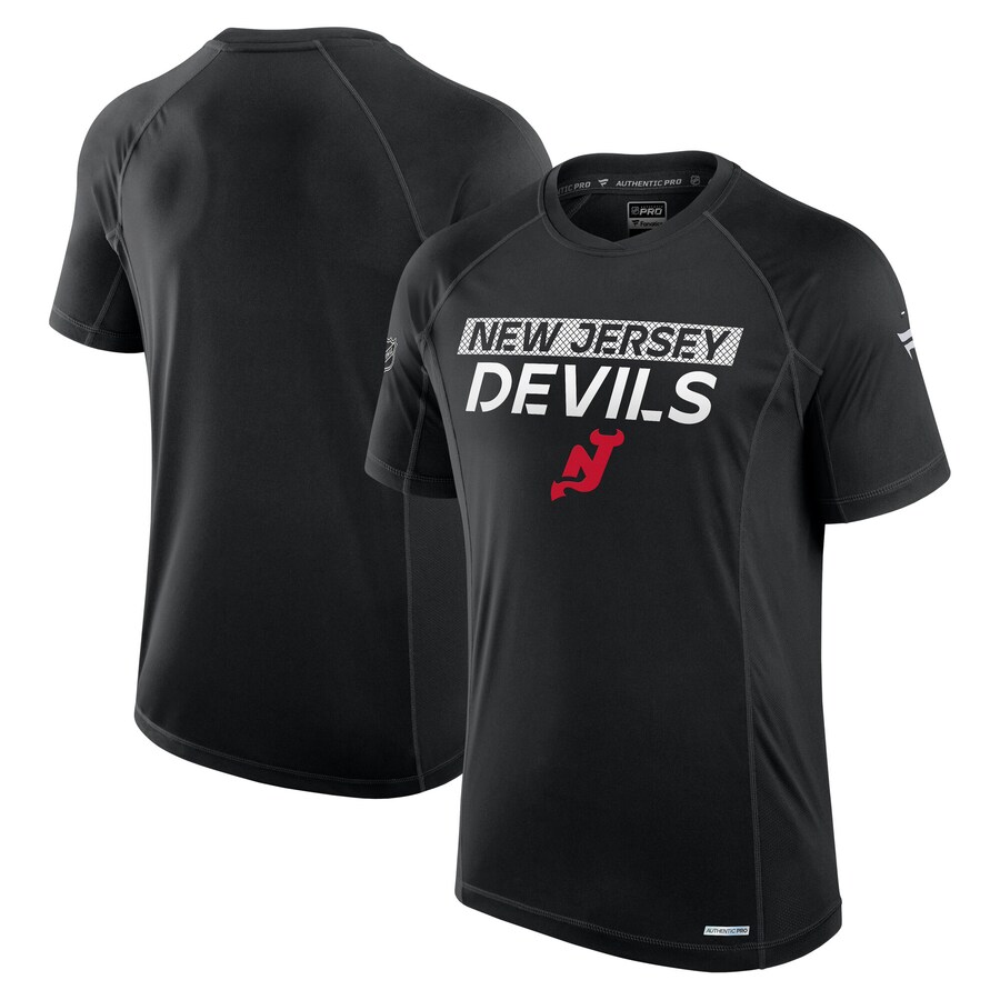 Men's New Jersey Devils Fanatics Black Authentic Pro Tech T-Shirt - Puhuasuan