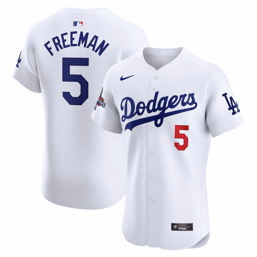 Men's Los Angeles Dodgers Freddie Freeman Nike White 2024 World Series Champions Home Elite Player Jersey - Puhuasuan