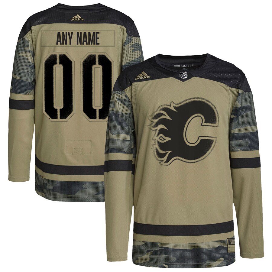 Calgary Flames adidas Camo Logo Military Appreciation Team Authentic Custom Practice Jersey - Puhuasuan