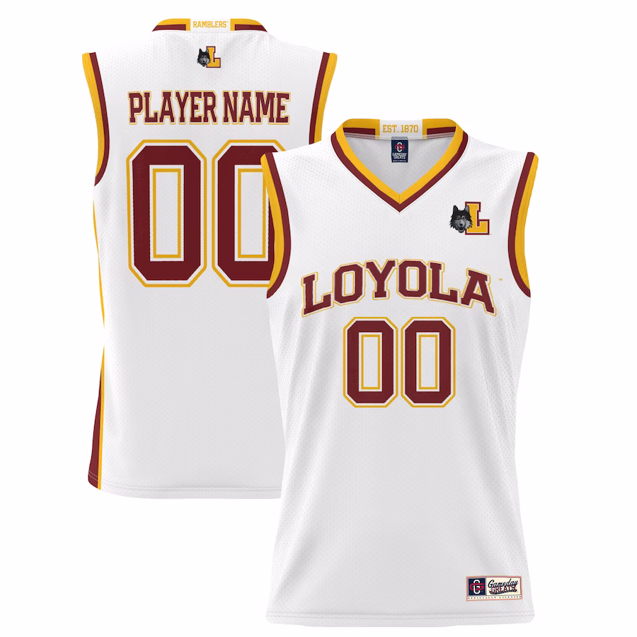 Loyola Chicago Ramblers GameDay Greats Unisex  Lightweight NIL Pick-A-Player Basketball Jersey - White - Puhuasuan