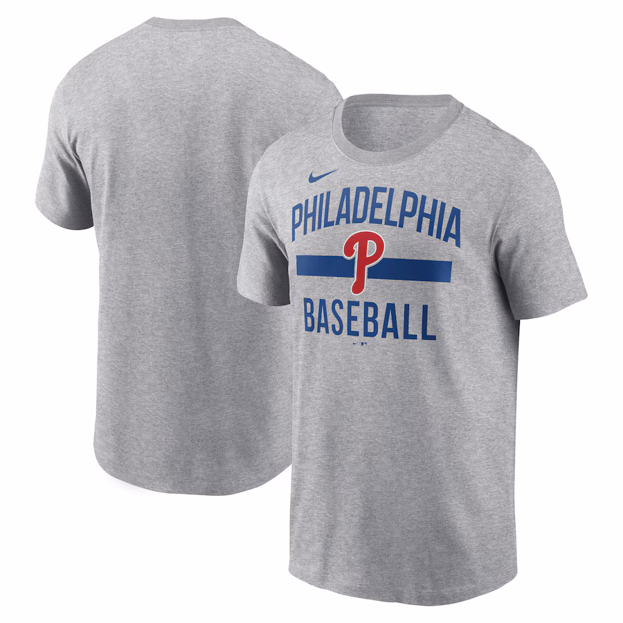 Men's Philadelphia Phillies Nike Heather Gray Arched T-Shirt - Puhuasuan