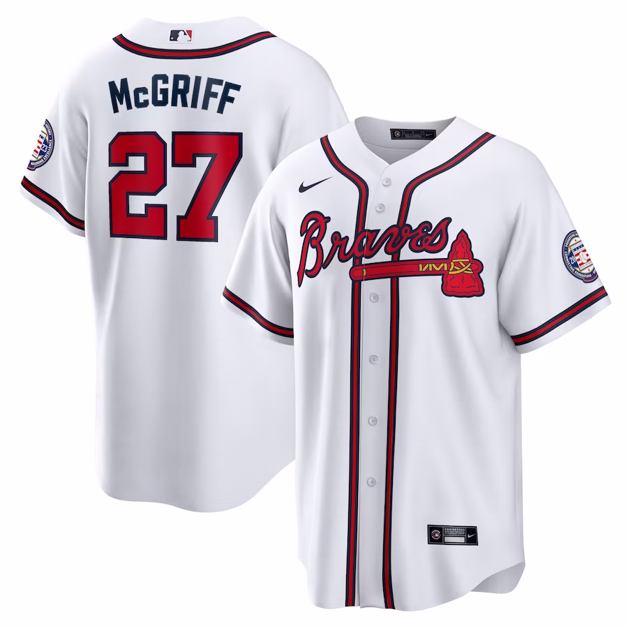 Men's Atlanta Braves Fred McGriff Nike White 2023 Hall of Fame Patch Inline Replica Jersey - Puhuasuan