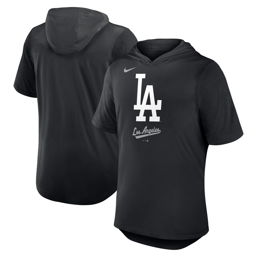 Men's Los Angeles Dodgers Nike Black Tri-Blend Hoodie T-Shirt - Puhuasuan