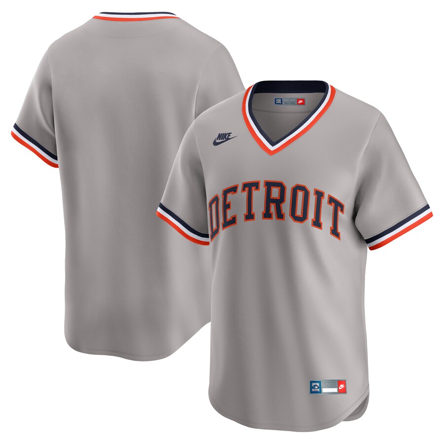 Men's Detroit Tigers Nike Gray Throwback Cooperstown Collection Limited Jersey - Puhuasuan