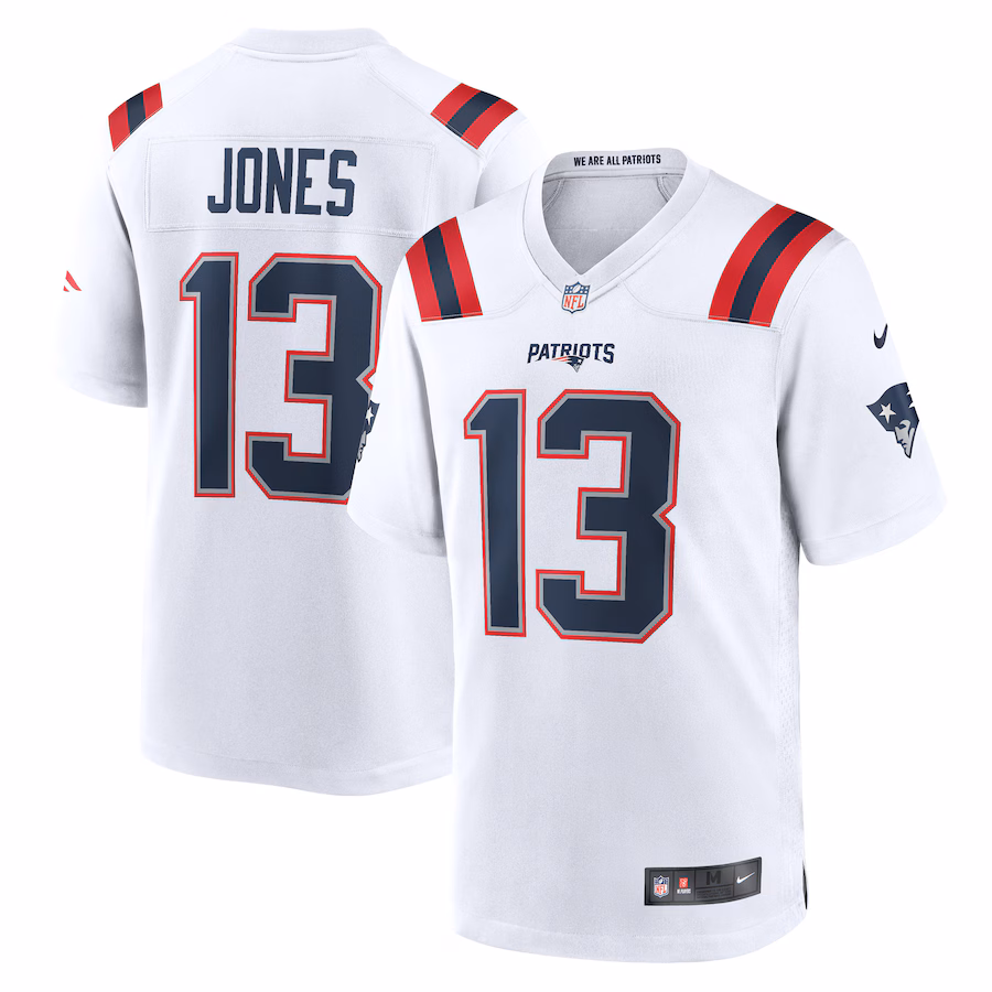 Men's New England Patriots Jack Jones Nike White Game Player Jersey - Puhuasuan
