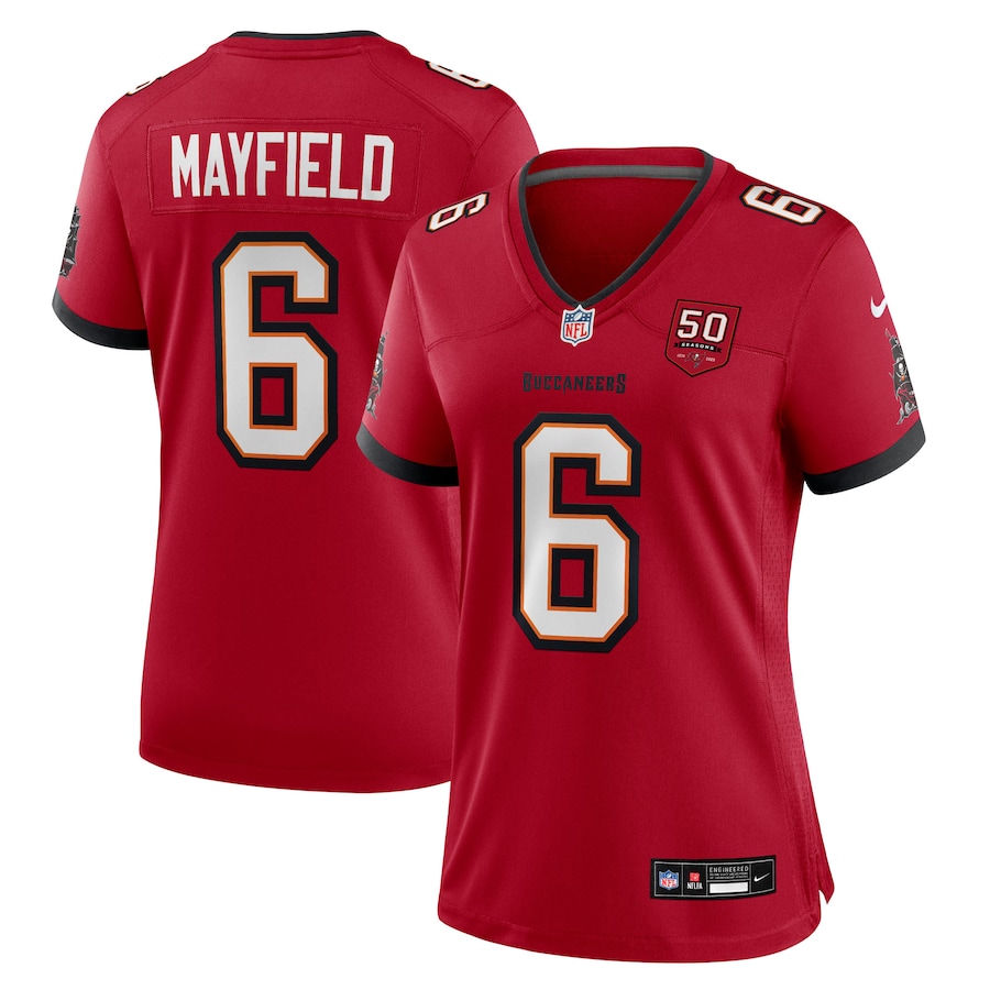 Women's Tampa Bay Buccaneers Baker Mayfield Nike Red 50th Anniversary Game Jersey - Puhuasuan