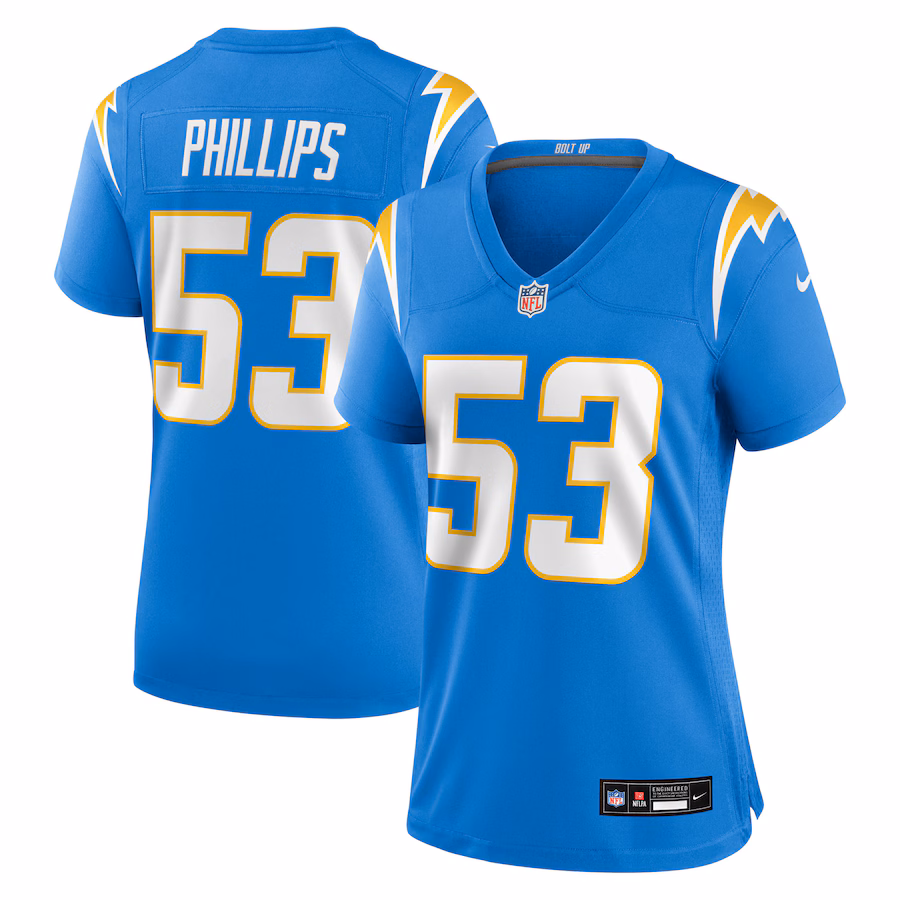 Women's Los Angeles Chargers Del'Shawn Phillips Nike Powder Blue Team Game Jersey - Puhuasuan