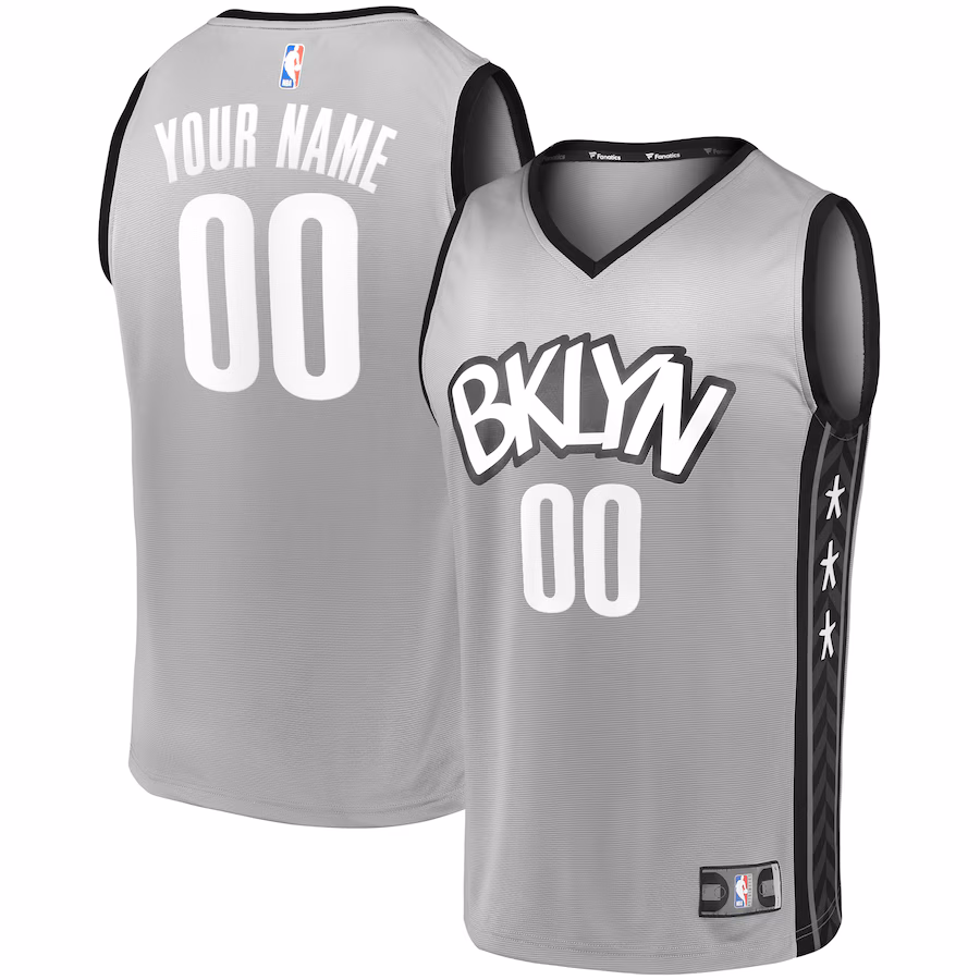 Youth Brooklyn Nets Fanatics Gray Custom Fast Break Replica Jersey - Statement Edition - Puhuasuan
