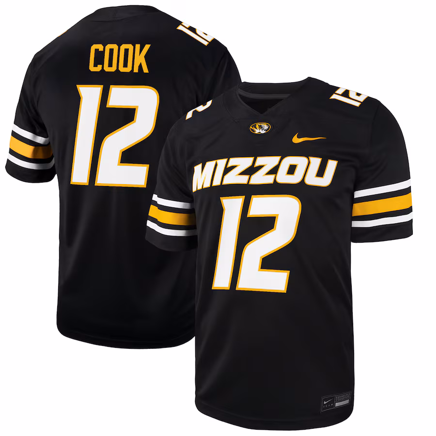Brady Cook Missouri Tigers Nike NIL Football Player Jersey - Black - Puhuasuan