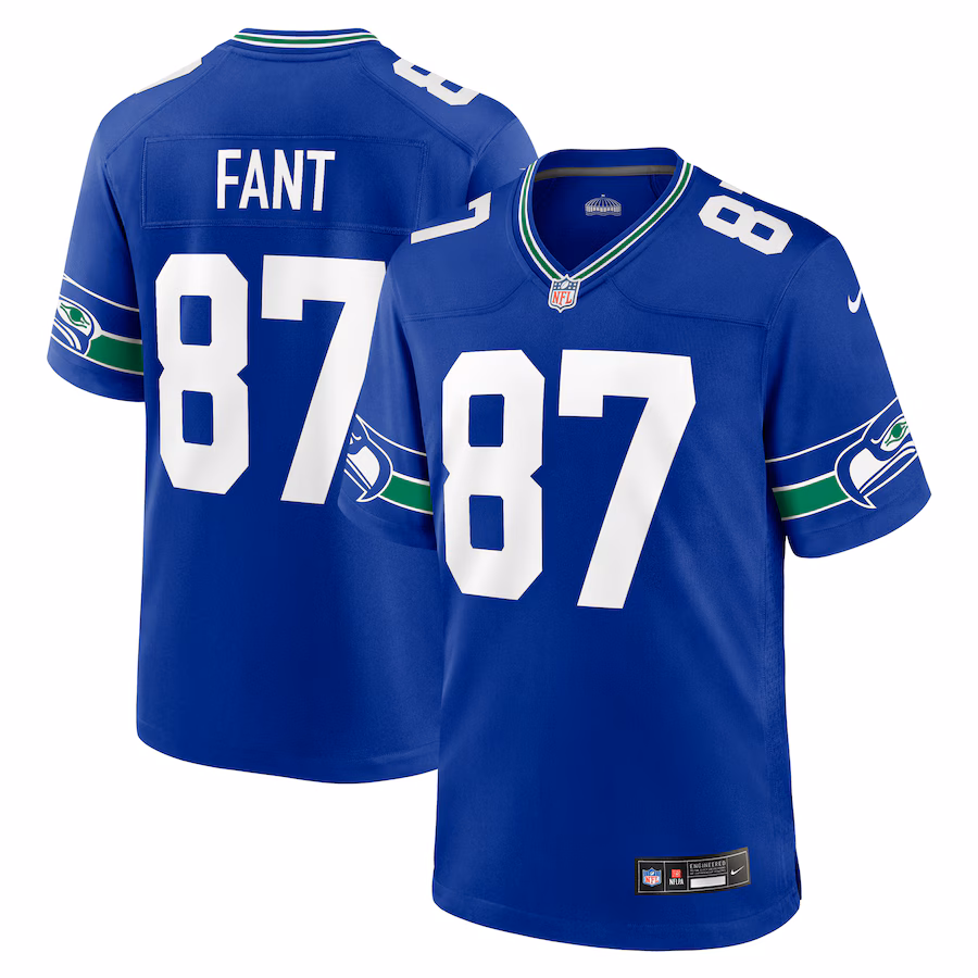Men's Seattle Seahawks Noah Fant Nike Royal Throwback Player Game Jersey - Puhuasuan