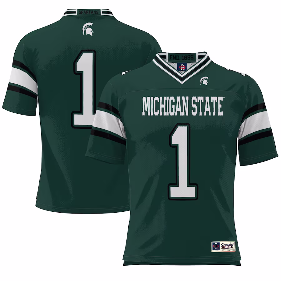 #1 Michigan State Spartans GameDay Greats Youth Endzone Football Jersey - Green - Puhuasuan