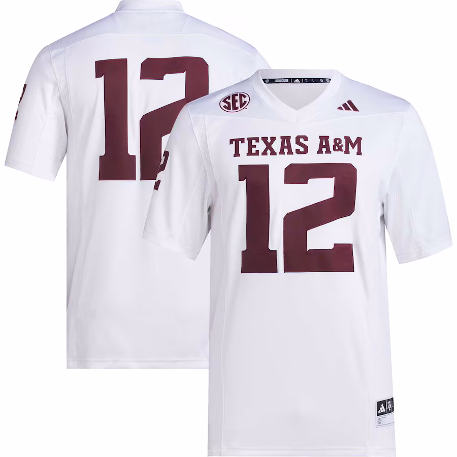 Men's adidas #12 White Texas A&M Aggies Premier Football Jersey - Puhuasuan