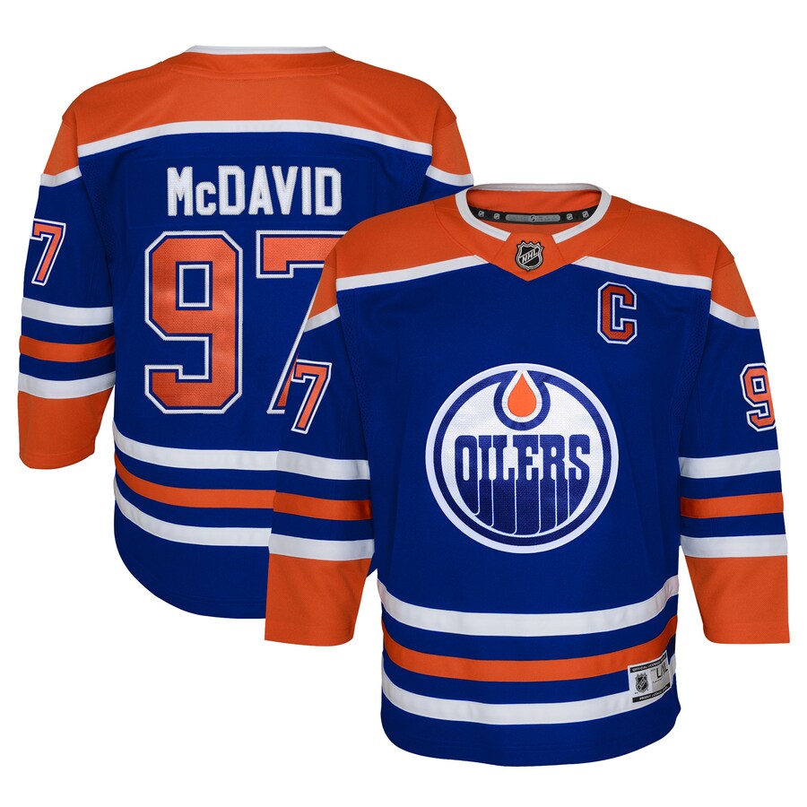 Youth Edmonton Oilers Connor McDavid Royal Home Premier Player Jersey - Puhuasuan