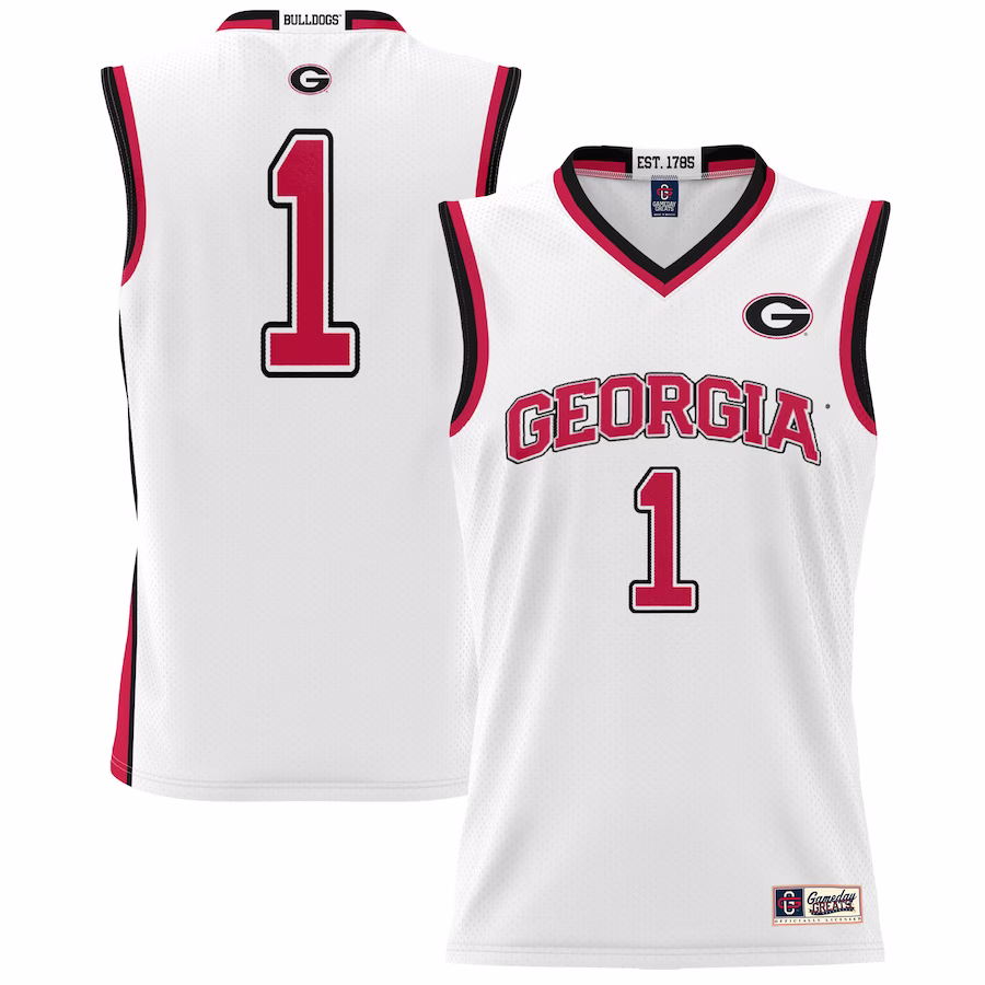 #1 Georgia Bulldogs GameDay Greats Youth Lightweight Basketball Jersey - White - Puhuasuan