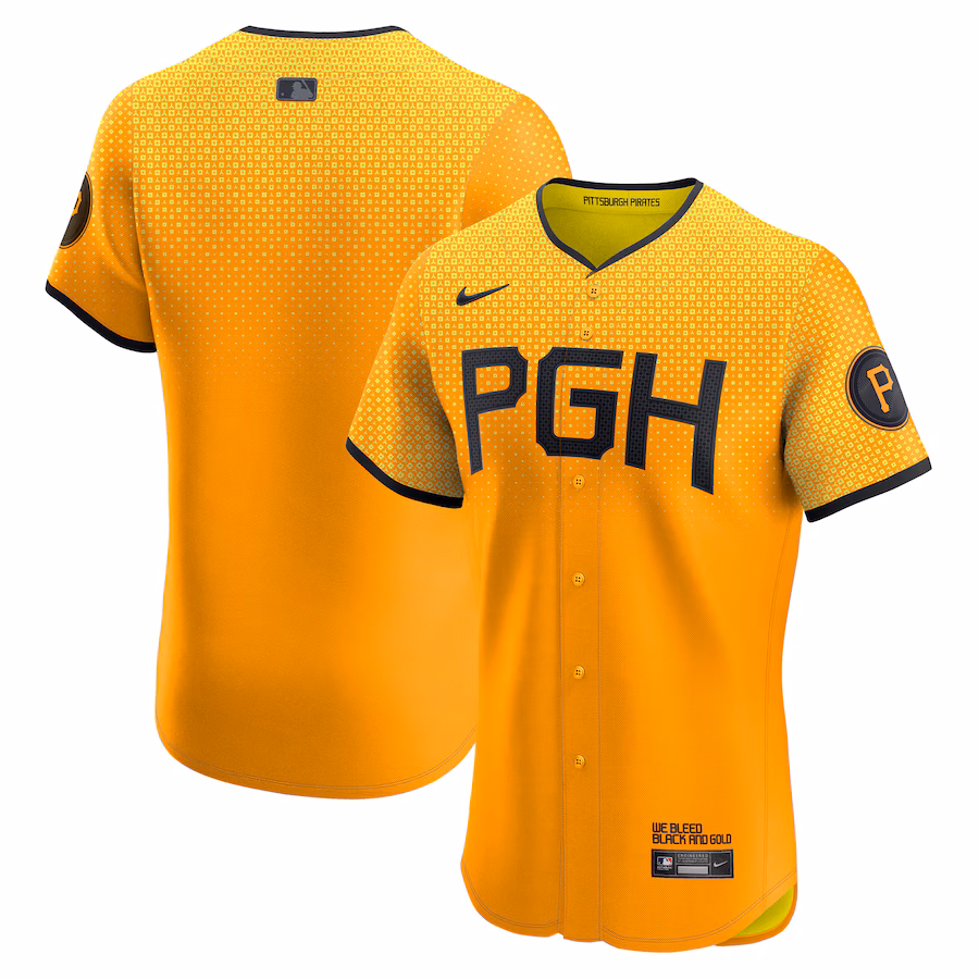Men's Pittsburgh Pirates Nike Gold City Connect Elite Jersey - Puhuasuan