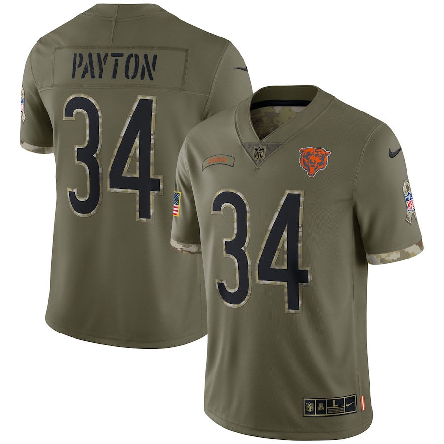 Men's Chicago Bears Walter Payton Nike Olive Salute To Service Retired Player Limited Jersey - Puhuasuan