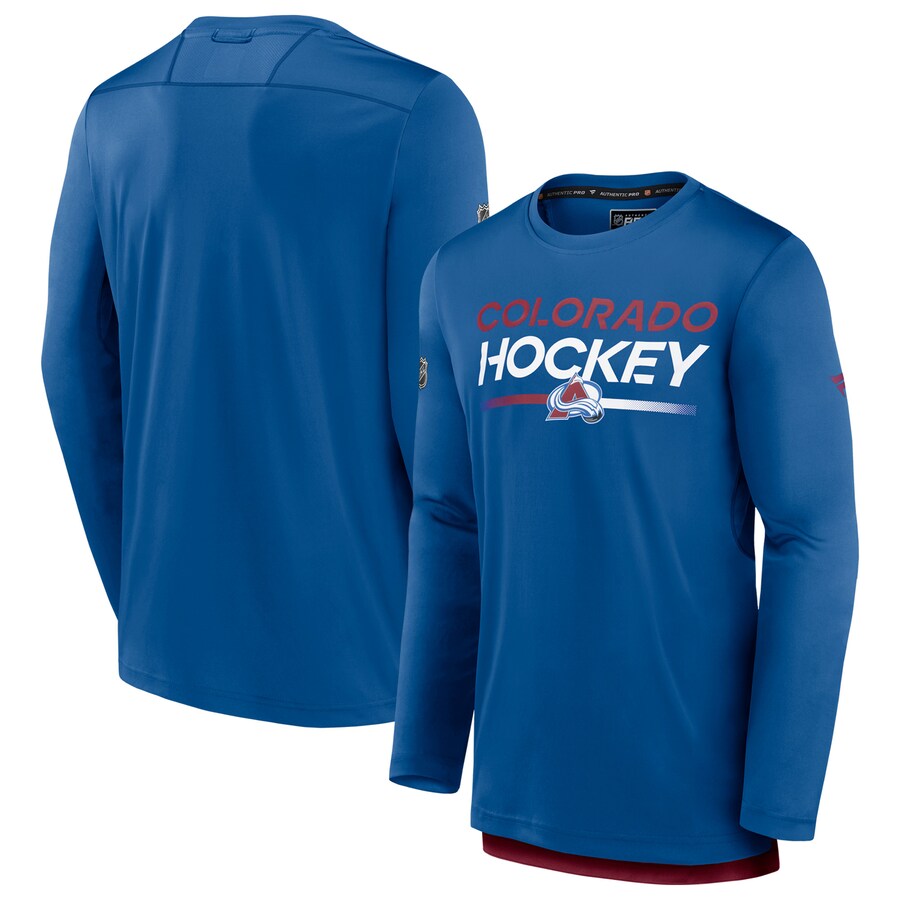 Men's Colorado Avalanche Fanatics Blue Authentic Pro Tech Long Sleeve T-Shirt - Puhuasuan