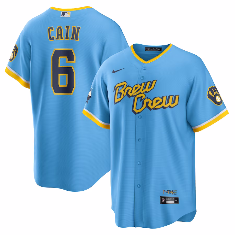 Men's Milwaukee Brewers Lorenzo Cain Nike Powder Blue City Connect Replica Player Jersey - Puhuasuan