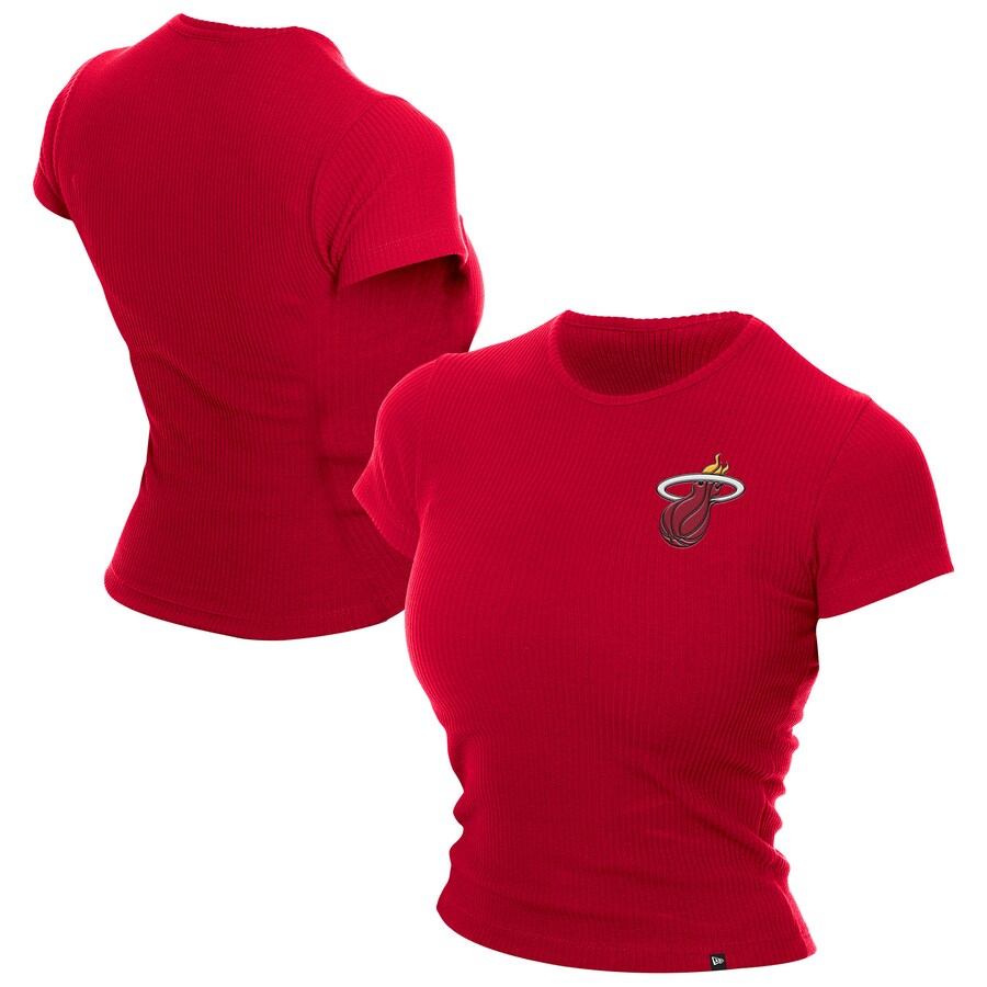 Women's Miami Heat  New Era Dark Red Leisure Collection Baby Doll Cropped T-Shirt - Puhuasuan