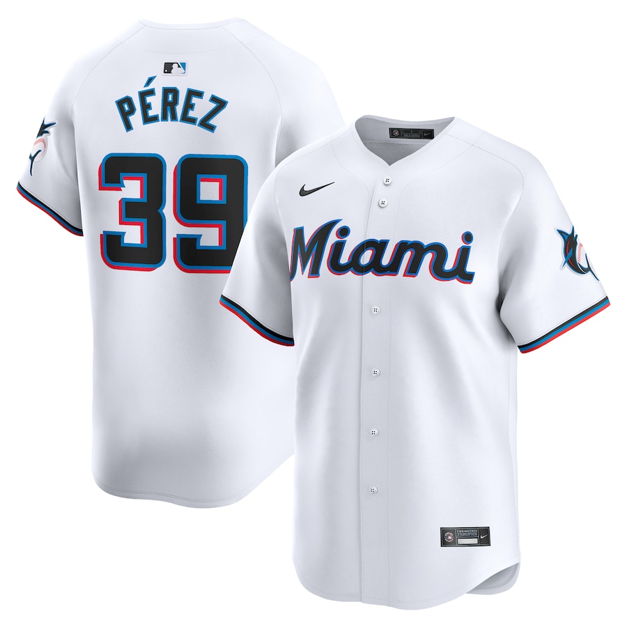 Men's Miami Marlins Eury Pérez Nike White Home Limited Player Jersey - Puhuasuan