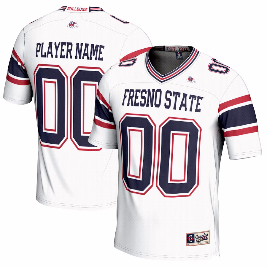 Fresno State Bulldogs GameDay Greats NIL Pick-A-Player Football Jersey - White - Puhuasuan