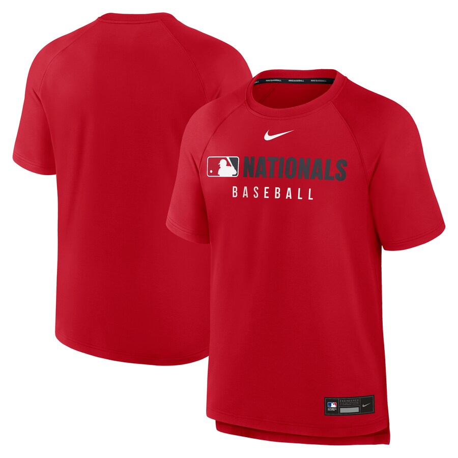 Men's Washington Nationals Nike Red Authentic Collection Pregame Raglan Performance T-Shirt - Puhuasuan